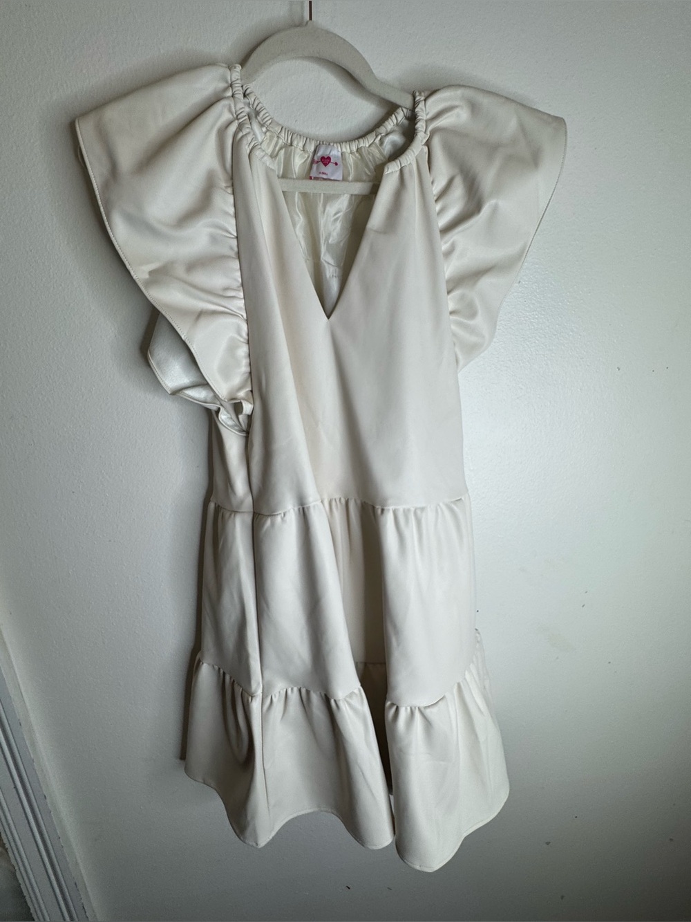 Buddy Love Cream Ruffle Sleeve Tiered Dress